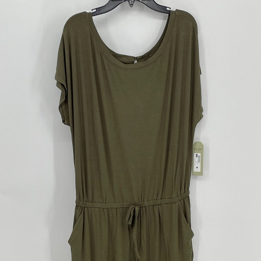 Nine.Eight Women’s Jumpsuit with Short Sleeves in Green/ Ivy
